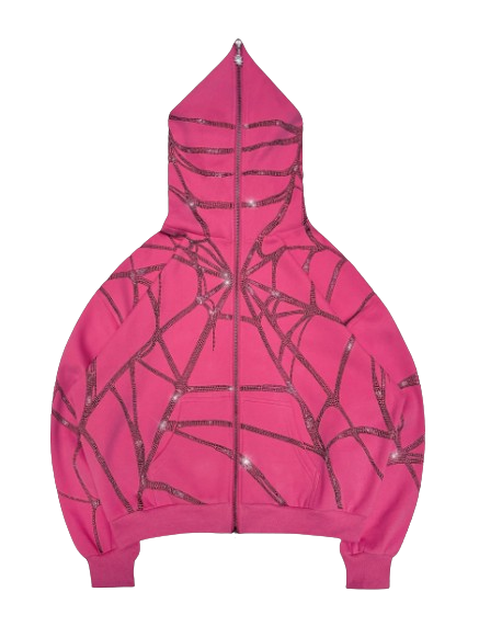 POISON RHINESTONE ZIP HOODIE PINK