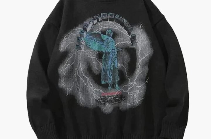 Y2K Black ANGEL RAIN SWEATER