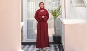 cherry maroon abaya dress